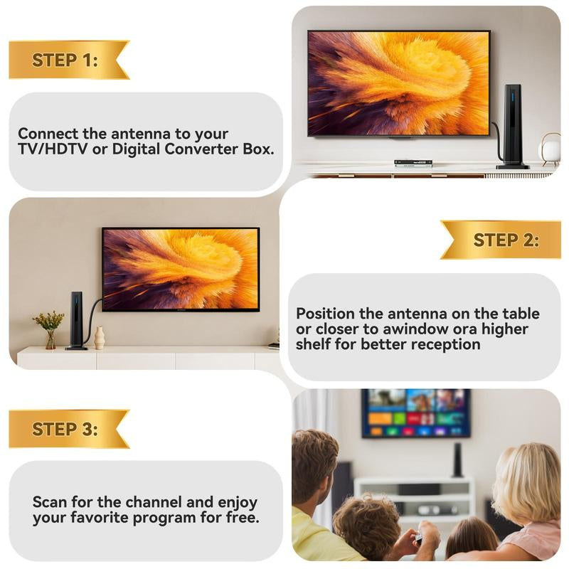 Indoor TV Antenna, 360° Signal Reception Digital Antenna, TV Antenna for Smart TV & Old TV, Audio & Video Accessories, Boyfriend Gift, TV Cable, for Wireless HDMI Transmitter Receiver, for HDMI Connector