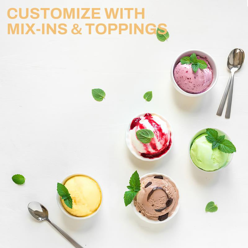 Pukomc Ice Cream Maker Machine for Home Use, with Two Ice Cream Bowls,Simple Operation and Easy to Clean,White