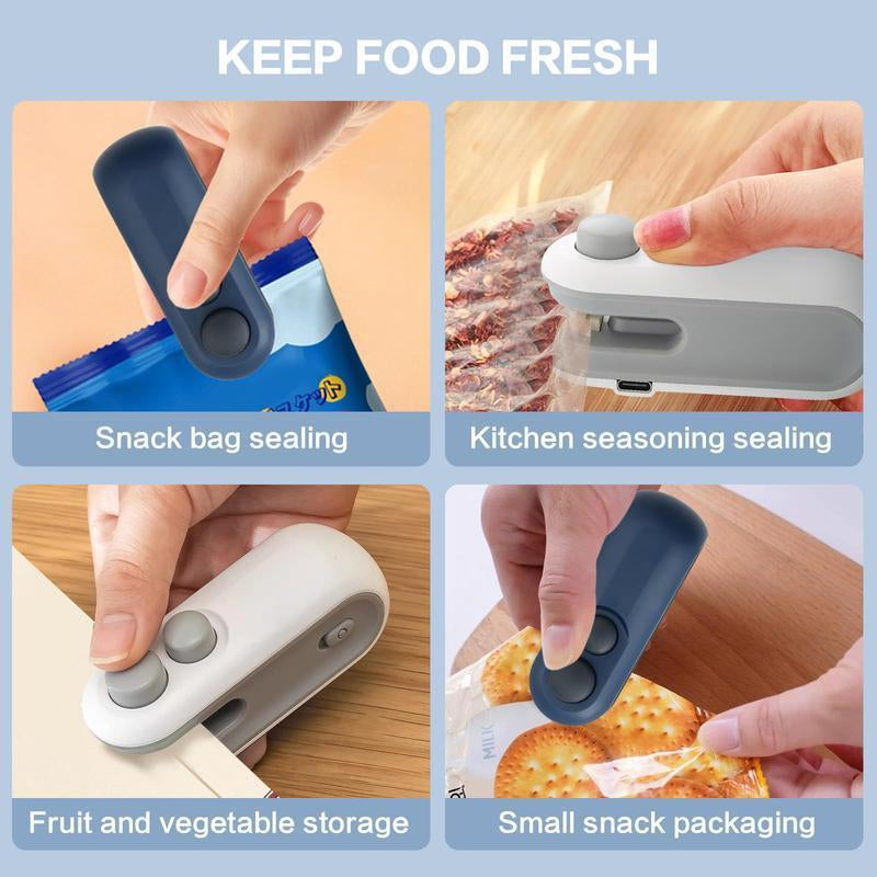 Portable Mini Bag Sealer Machine, 2 in 1 Bag Sealer with Cutter & Magnet, Household Tools Gadgets for Plastic Bags Snack Bags