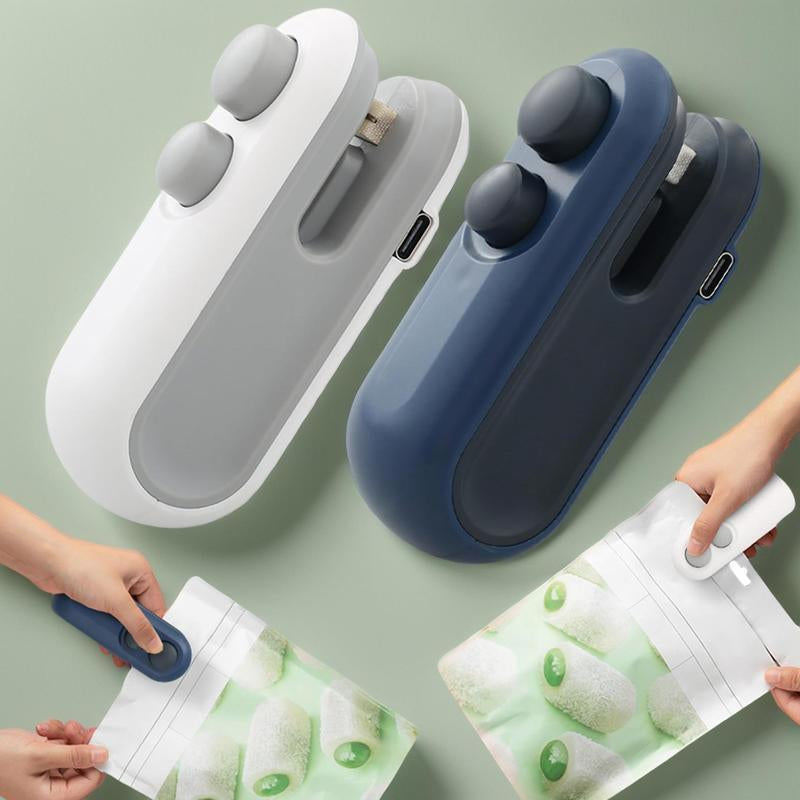 Portable Mini Bag Sealer Machine, 2 in 1 Bag Sealer with Cutter & Magnet, Household Tools Gadgets for Plastic Bags Snack Bags