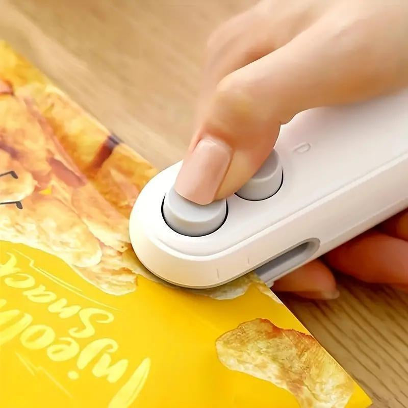 Portable Mini Bag Sealer Machine, 2 in 1 Bag Sealer with Cutter & Magnet, Household Tools Gadgets for Plastic Bags Snack Bags