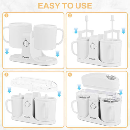 Pukomc Ice Cream Maker Machine for Home Use, with Two Ice Cream Bowls,Simple Operation and Easy to Clean,White