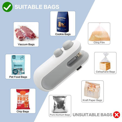 Portable Mini Bag Sealer Machine, 2 in 1 Bag Sealer with Cutter & Magnet, Household Tools Gadgets for Plastic Bags Snack Bags