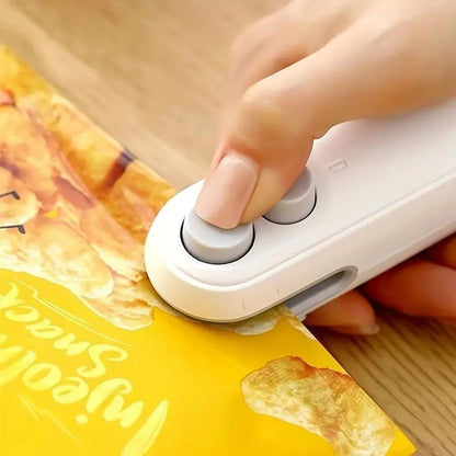 Portable Mini Bag Sealer Machine, 2 in 1 Bag Sealer with Cutter & Magnet, Household Tools Gadgets for Plastic Bags Snack Bags