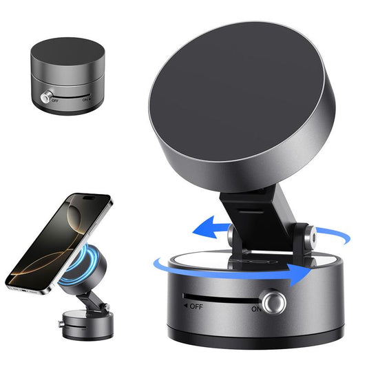 2025 Upgrated Vacuum Suction Magnetic Phone Holder, Retractable Strong Suction Cup Magnetic Hands-Free Car Cellphone Mount Foldable Car Phone Stand for Car/Mirror/Gym(Not Charge Phone)